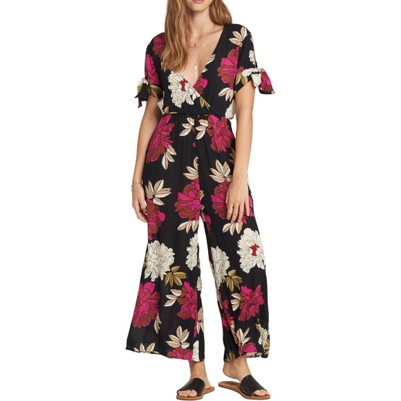 Billabong Pants - Bold Billabong Floral Print Wide Leg Jumpsuit